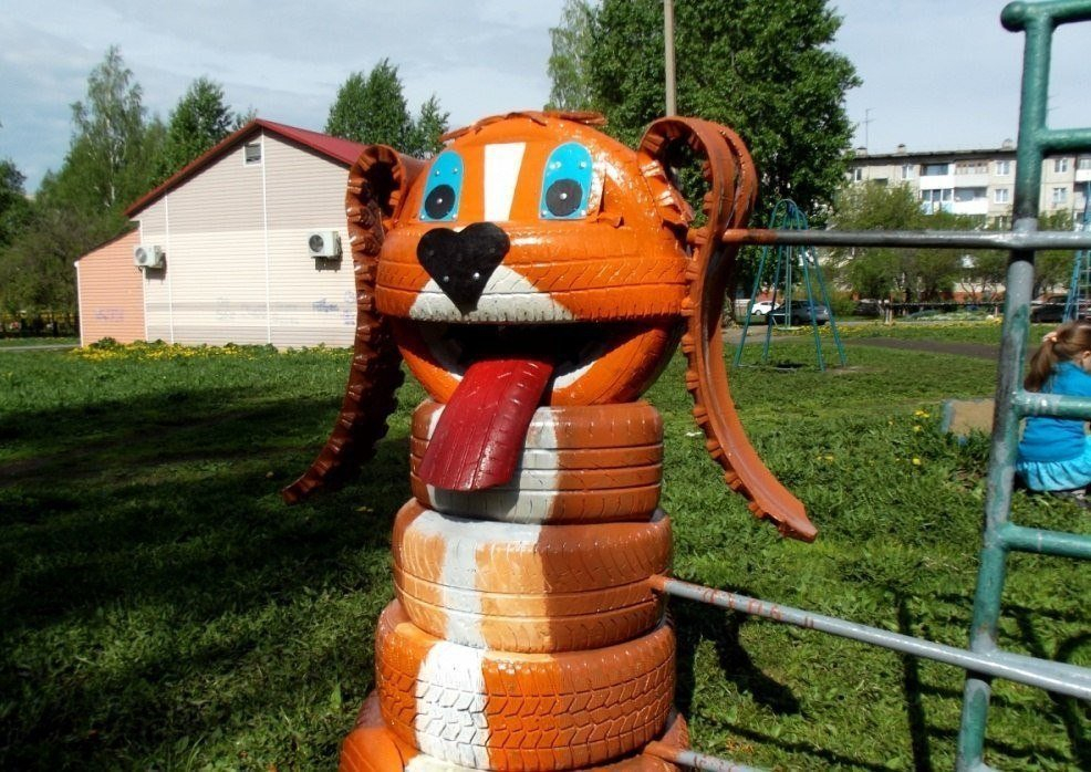 Забавные фигуры из старых шин