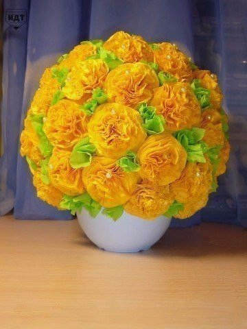 Одуванчики из салфеток