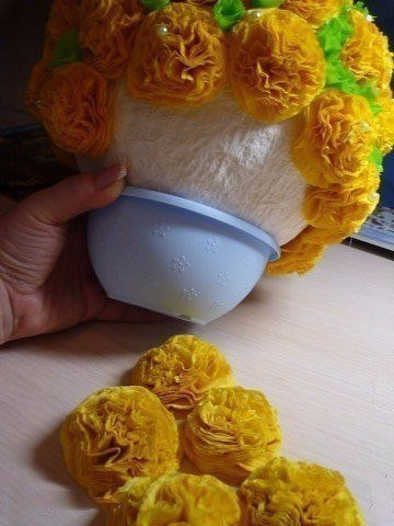 Одуванчики из салфеток