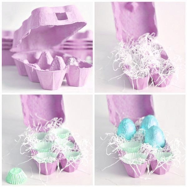 Пасхальный подарок с шоколадными яйцами.