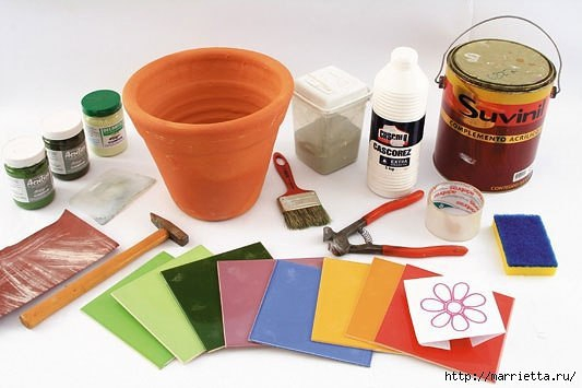 Декор цветочных горшков. Мастер-класс Декор цветочных горшков. Мастер-класс
