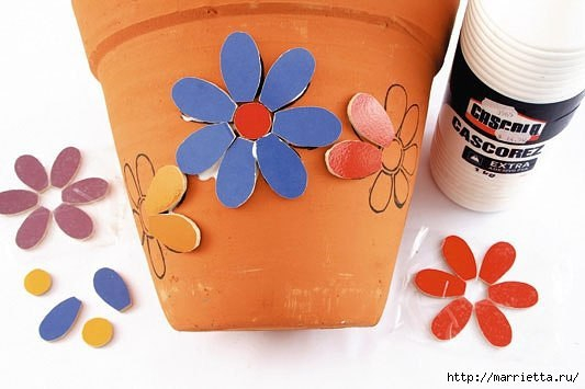 Декор цветочных горшков. Мастер-класс Декор цветочных горшков. Мастер-класс