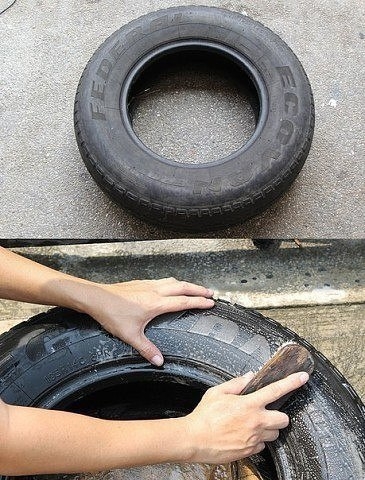 Качели из шины