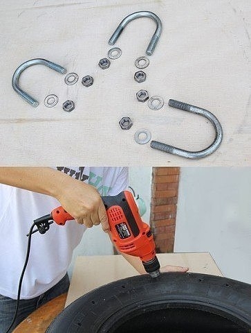 Качели из шины