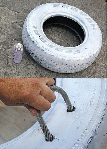 Качели из шины