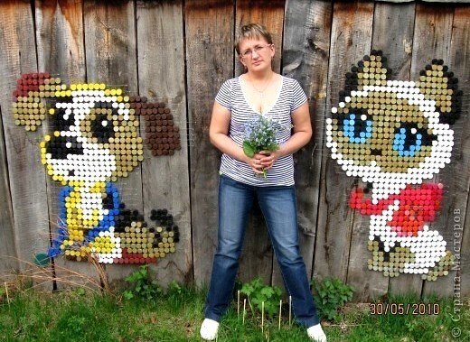 Идеи для дачи своими руками: мозаика из пластиковых крышек