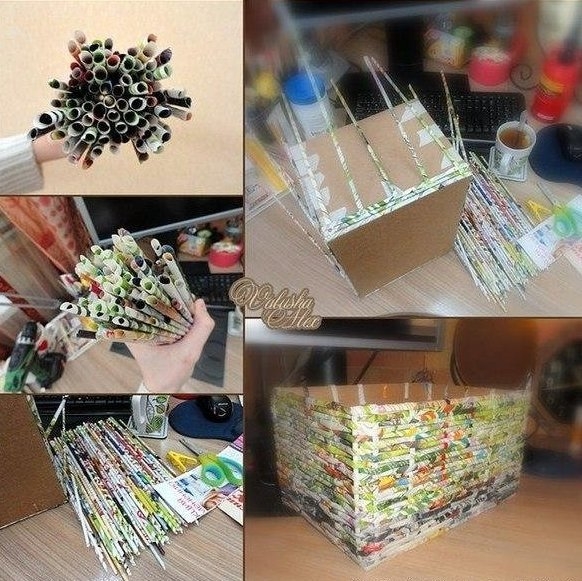 Плетём коробочку из газет