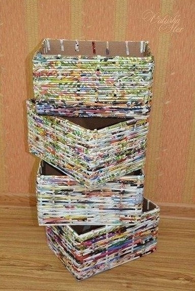 Плетём коробочку из газет
