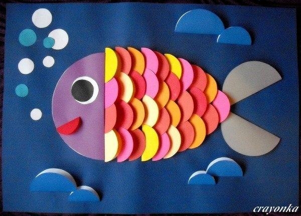 Аппликация с детьми из бумажных кругов