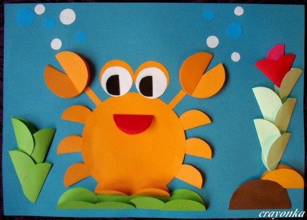 Аппликация с детьми из бумажных кругов