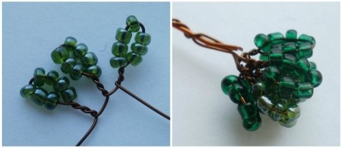 Фиалки из бисера на проволоке