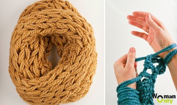 Гигантское вязание руками без спиц и крючка