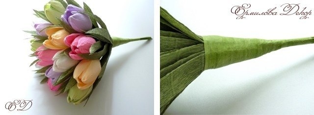 Тюльпаны из гафрированной бумаги