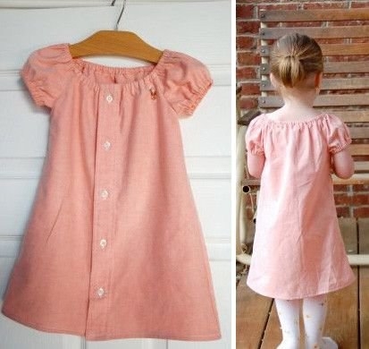 Платье для малышки из папиной рубашки.