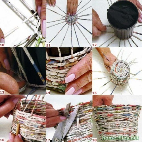 Плетение корзин из бумаги для начинающих
