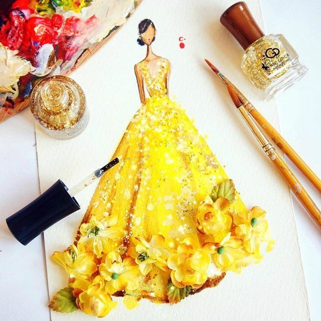 Лак для ногтей в руках художника