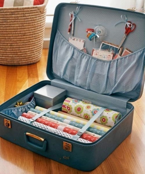 Идея - превращаем старый чемодан в органайзер для хранения рукодельных мелочей