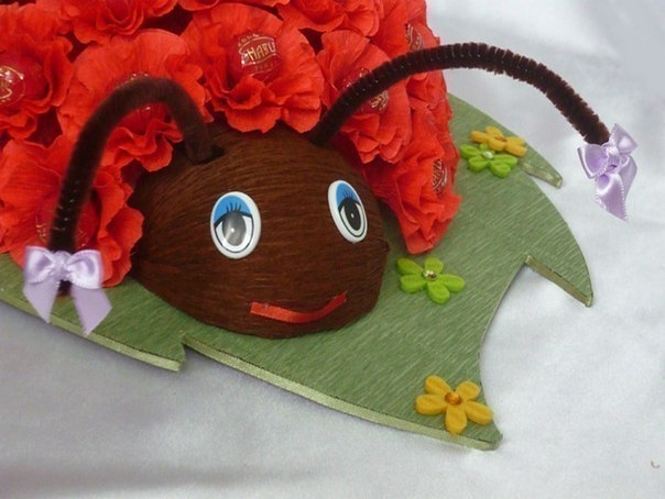 Божья коровка из конфет.