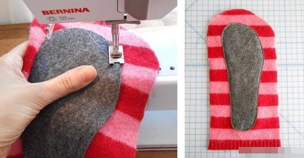 Тёплая домашняя обувь из свитера