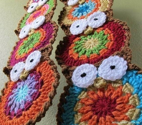 Сумочка - авоська с совушками крючком