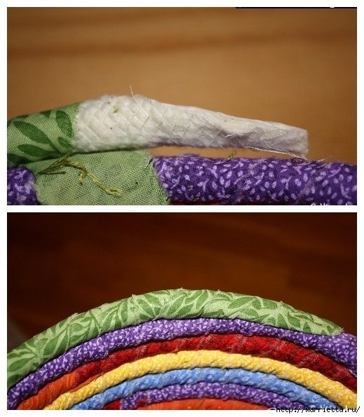 Корзина из веревки и лоскутков