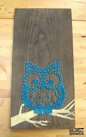 Совушка из ниток и гвоздей