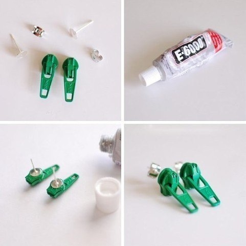 Необычная идея — серёжки из замочков от молнии