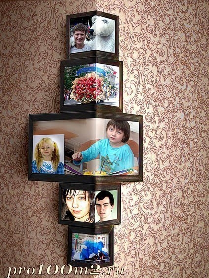 Интересная идея. Фотографии на углу стены.