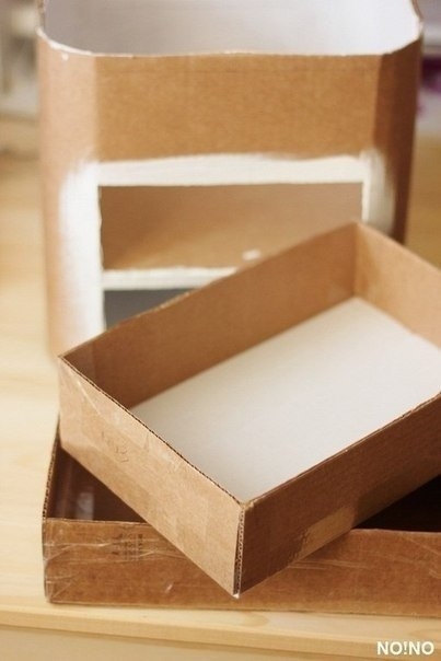 Комодик для рукодельницы из картонных коробок