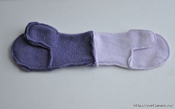 Двусторонние варежки из флиса