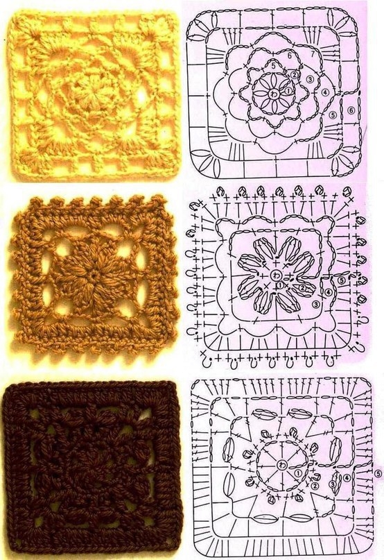 Бабушкины квадраты в вязании - 30 схем.