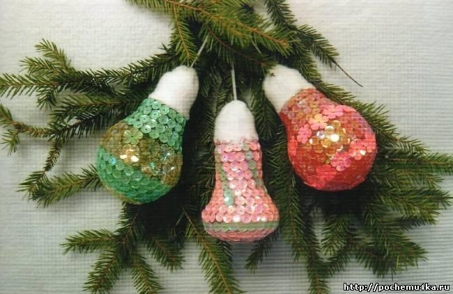 Елочные игрушки из лампочек. Идеи