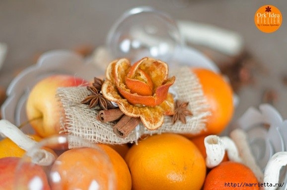 Розочки из апельсиновых и мандариновых корок