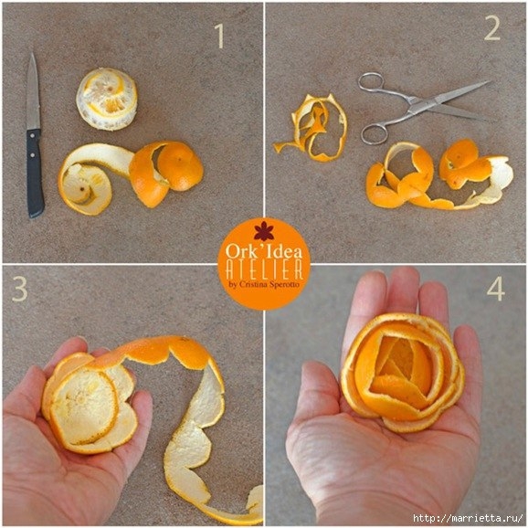 Розочки из апельсиновых и мандариновых корок