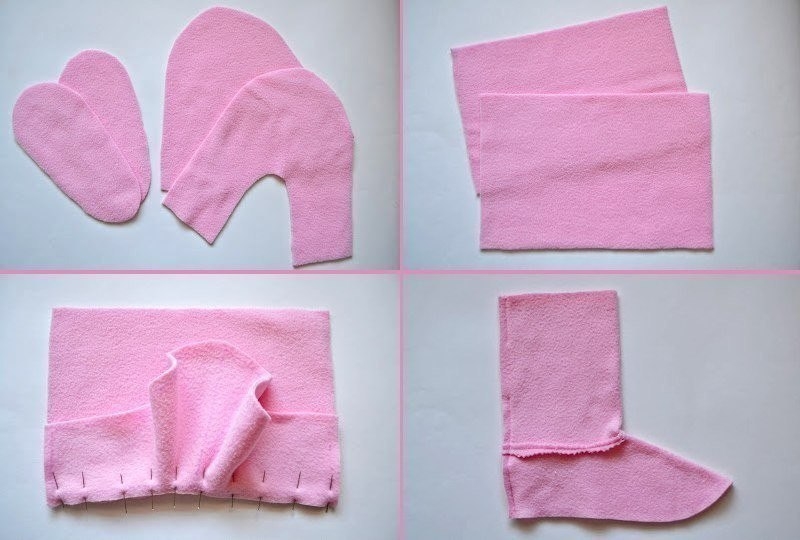 Шьем из флиса домашние сапожки-зайчиков Шьем из флиса домашние сапожки-зайчиков