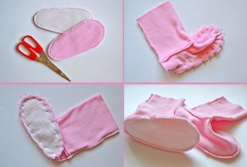 Шьем из флиса домашние сапожки-зайчиков Шьем из флиса домашние сапожки-зайчиков