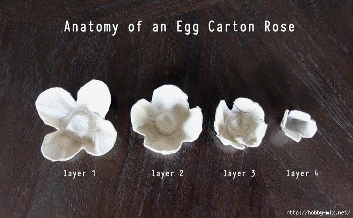 Розы папье-маше из яичных коробок