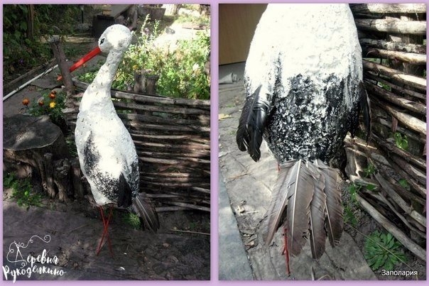 Садовая скульптура своими руками Аист