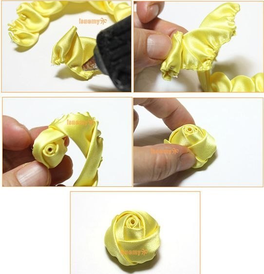 Роза из атласных лент