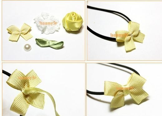 Роза из атласных лент