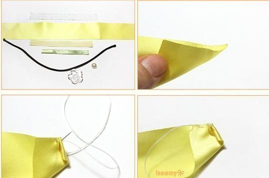 Роза из атласных лент