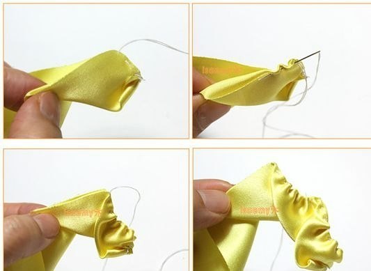 Роза из атласных лент