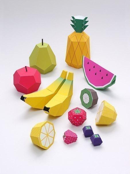 Забавные объёмные поделки из бумаги: сочные фрукты.