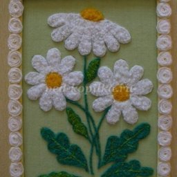 Ромашки из шерстяных ниток