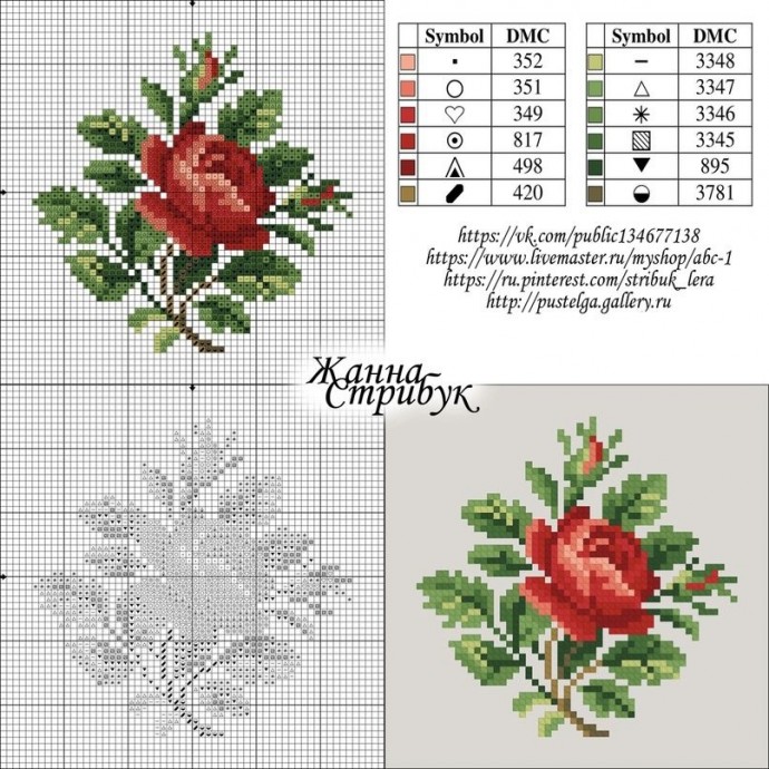 Вышивка крестиком цветочков