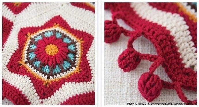 Покрывало из шестиугольных мотивов