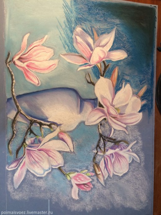 Рисование пастелью магнолии Рисование пастелью магнолии