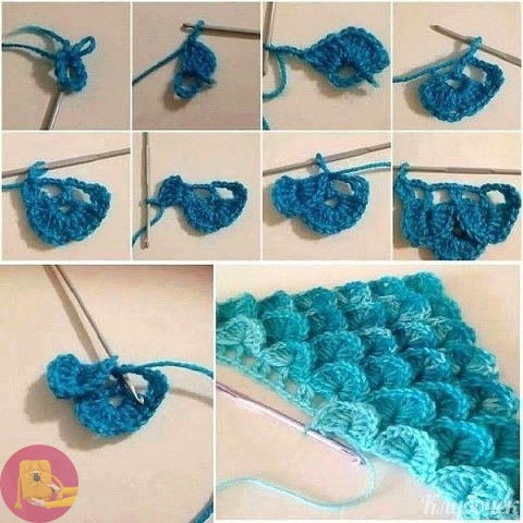 Κpacивый узop "Чeшуйки" кpючкoм