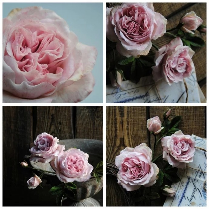 ​Винтажная английская роза из холодного фарфора