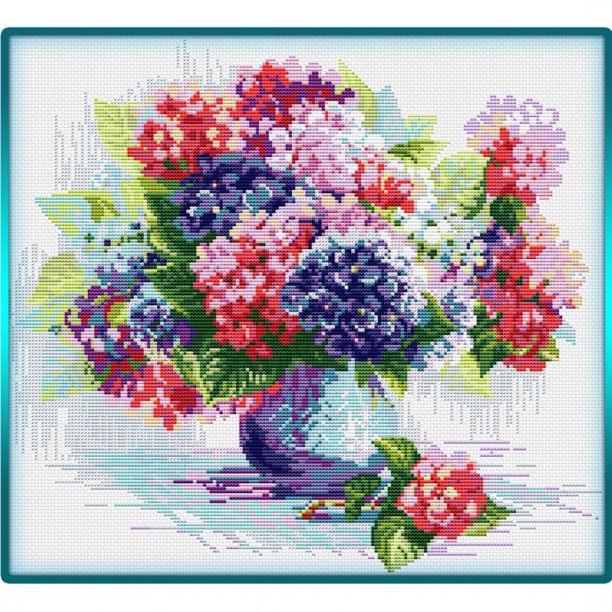 Букет гортензий крестиком